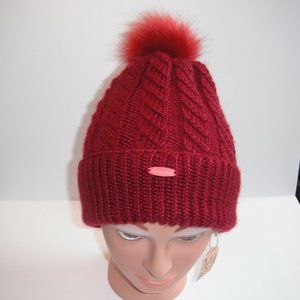Hand Knitted Hat Toque One Size Acrylic Burgundy-002 Hand knit by me